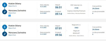 Pociągi Intercity i&nbsp;RegioJet po&nbsp;zmianie rozkładu w&nbsp;grudniu