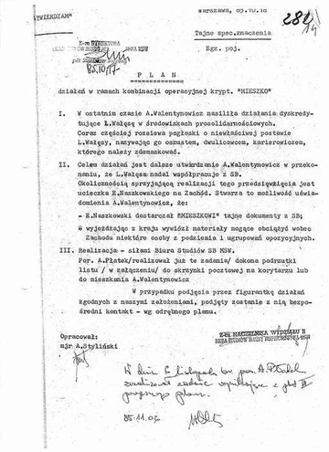 Dokument opublikowany przez Lecha Wałęsę 9 stycznia 2018 roku 