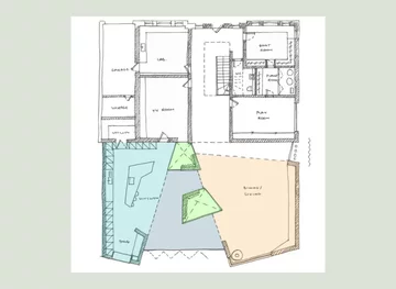 Minimalistyczne wnętrza z retro akcentami,plan rozbudowy, projekt XUL Architecture XUL, plan rozbudowy