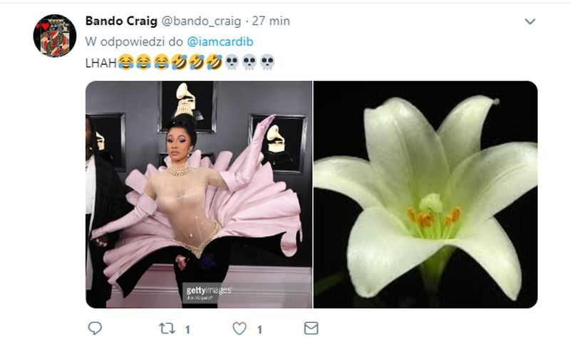 Reakcje na sukienkę Cardi B z rozdania nagród Grammy 