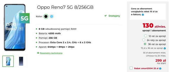 Oppo Reno7 5G 8/256GB w ofercie „Back to school” w Plus