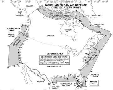 AMerykańska strefa identyfikacyjna przestrzeni powietrznej fot. NORAD