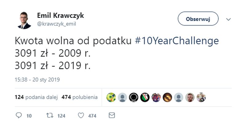 Zestawienie zainspirowane zabawą 10 year challenge 