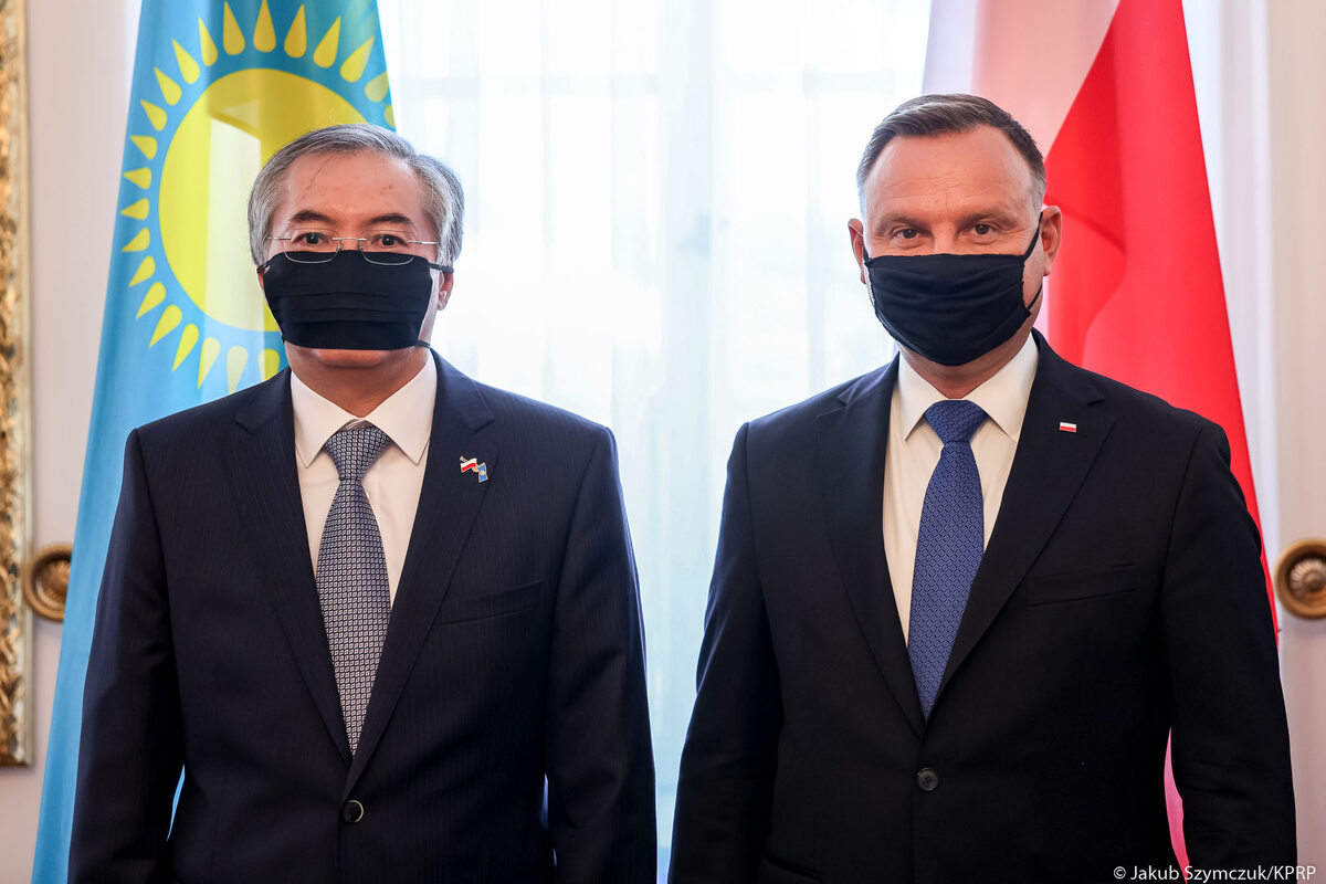 Andrzej Duda i ambasador Republiki Kazachstanu w RP 