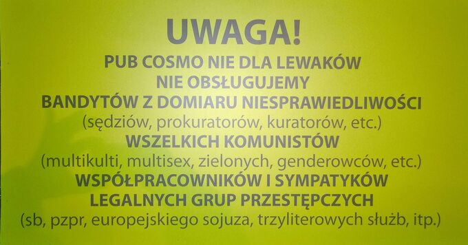 Ogłoszenie, które pojawiło się na jednym z pubów w Częstochowie