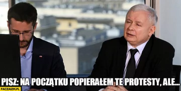 Mem z „Młodym” i Jarosławem Kaczyńskim 
