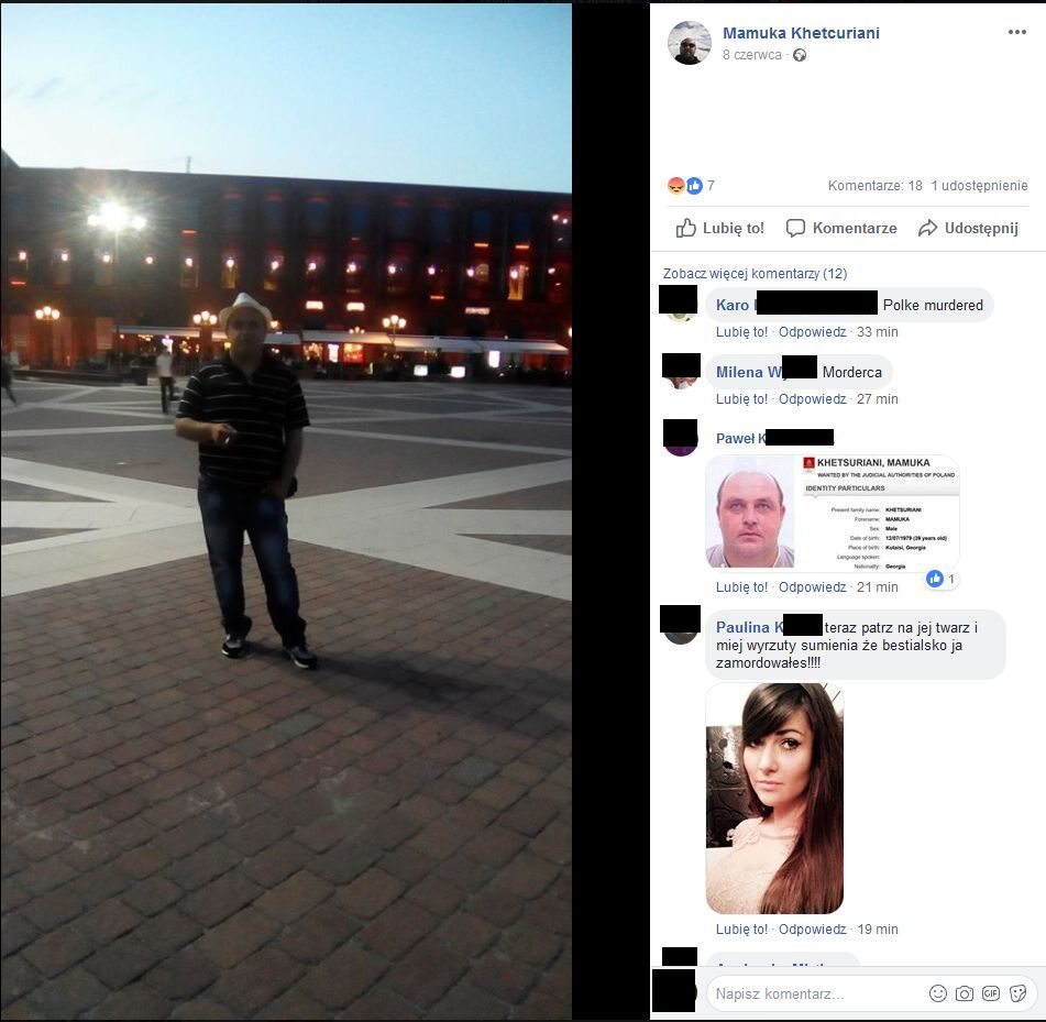 Komentarze polskich internautów na facebookowym profilu poszukiwanego mężczyzny 