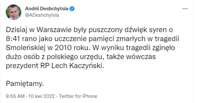 Wpis opublikowany przez ambasadora Ukrainy