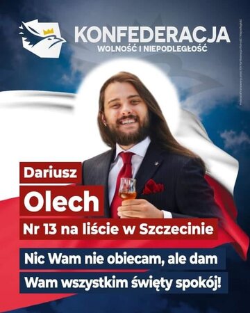 Plakat Dariusza Olecha z&nbsp;Konfederacji