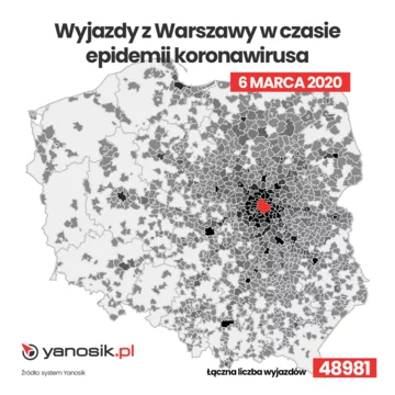 Wyjazdy z Warszawy w czasie epidemii koronawirusa 