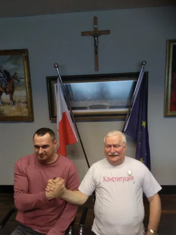 Lech Wałęsa i Ołeh Sencow 