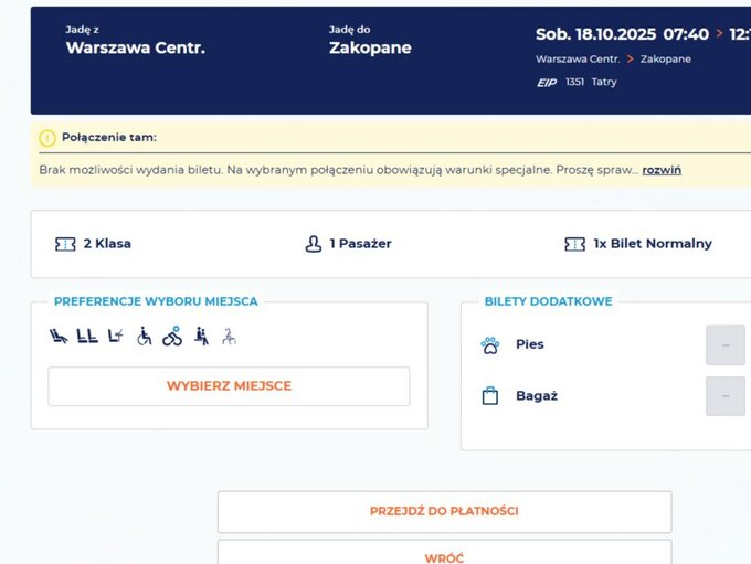 Komunikaty na stronie PKP