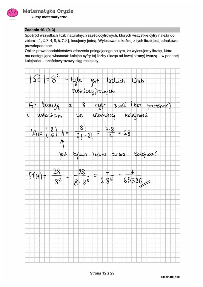 Zadanie 10 – Matura 2024. Matematyka — poziom rozszerzony, Formuła 2015 — arkusze z odpowiedziami