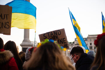 Demonstracja wsparcia dla Ukrainy, zdjęcie ilustracyjne