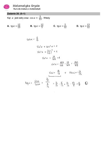 Zadanie 20 &ndash; Matura 2024. Matematyka &mdash; poziom podstawowy, Formuła 2015 &mdash; arkusze z&nbsp;odpowiedziami