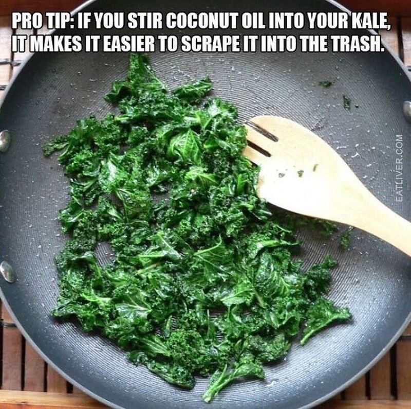 Porada: Jeśli polejesz zieleninę olejem kokosowym, to łatwiej będzie to później wyrzucić do kosza 