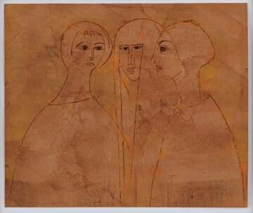 Tadeusz Kulisiewicz, Rozmowa, 1959, tusz, akwarela, papier, 21,1 &times; 27,8 cm, kolekcja Jacka Łozowskiego