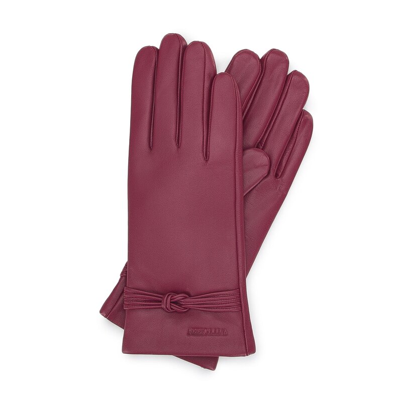 Skórzane rękawiczki z dekoracyjnym supełkiem