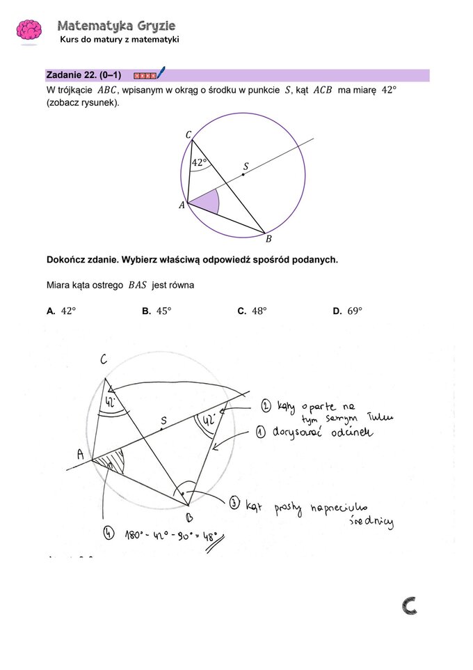 Matura 2024. Matematyka — poziom podstawowy, Formuła 2023 — arkusze z odpowiedziami – zadanie 22