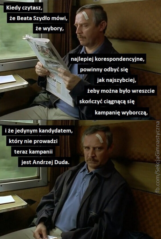 Mem komentujący plany dotyczące wyborów korespondencyjnych 