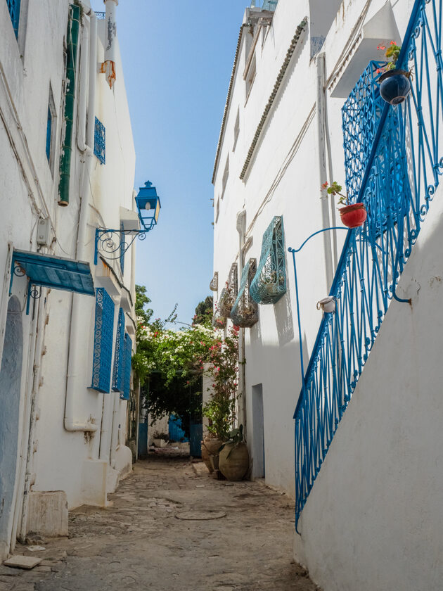 Boczne uliczki w Sidi Bou Said są pełne urokliwych miejsc 