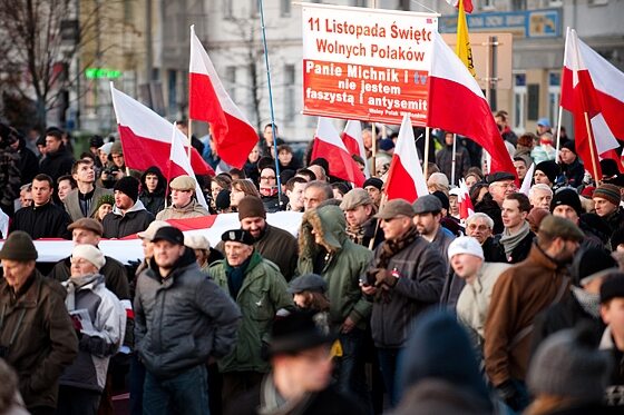 ...ani zapewnień, że uczestnicy marszu nie są faszystami (fot. Jakub Czermiński)