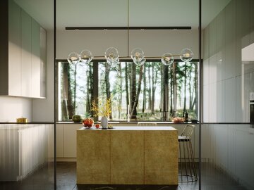 Kuchenny blat z&nbsp;kamienia naturalnego Pietra Grey, proj. JMW Architekci