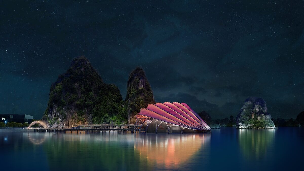 Pływający teatr w Wietnamie Pływający teatr w wietnamskiej zatoce Ha Long