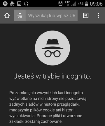 99 zakładka otwarta w&nbsp;Google Chrome w&nbsp;trybie incognito