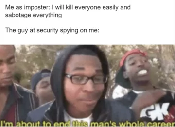 Mem inspirowany grą Among Us 