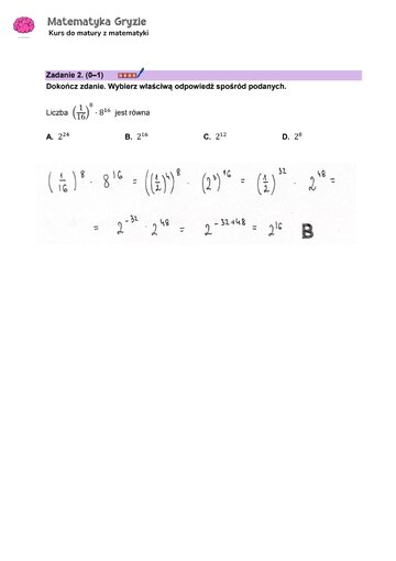 Matura 2024. Matematyka &mdash; poziom podstawowy, Formuła 2023 &mdash; arkusze z&nbsp;odpowiedziami &ndash; zadanie 2
