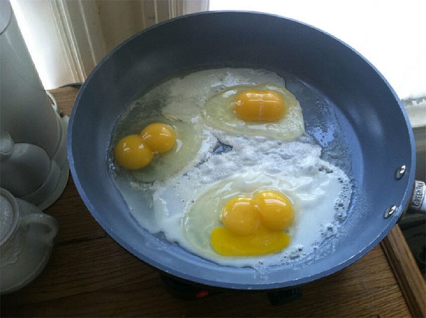 Jaka jest szansa, że rozbijając trzy jajka, w każdym będzie podwójne żółtko? 
