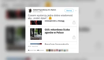 Wpisy zakładu pogrzebowego w mediach społecznościowych 