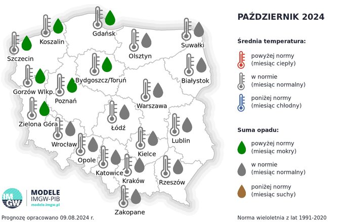 Prognoza IMGW na październik 2024