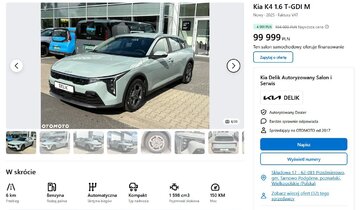 Kia K4 1.6. Wyprzedaż rocznika