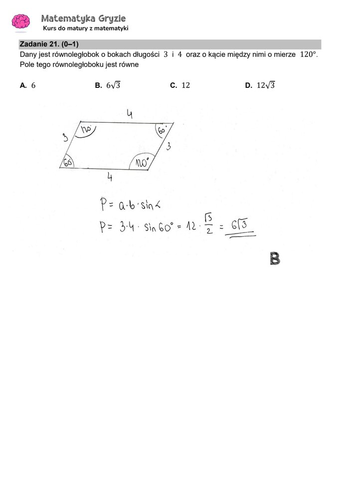 Zadanie 21 – Matura 2024. Matematyka — poziom podstawowy, Formuła 2015 — arkusze z odpowiedziami