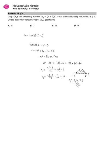 Zadanie 18 &ndash; Matura 2024. Matematyka &mdash; poziom podstawowy, Formuła 2015 &mdash; arkusze z&nbsp;odpowiedziami