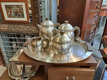 Platerowany zestaw do kawy Art deco, zestaw do kawy, plater