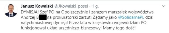 Poseł Janusz Kowalski o zarzutach dla Andrzeja B.