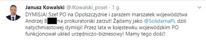 Poseł Janusz Kowalski o zarzutach dla Andrzeja B.