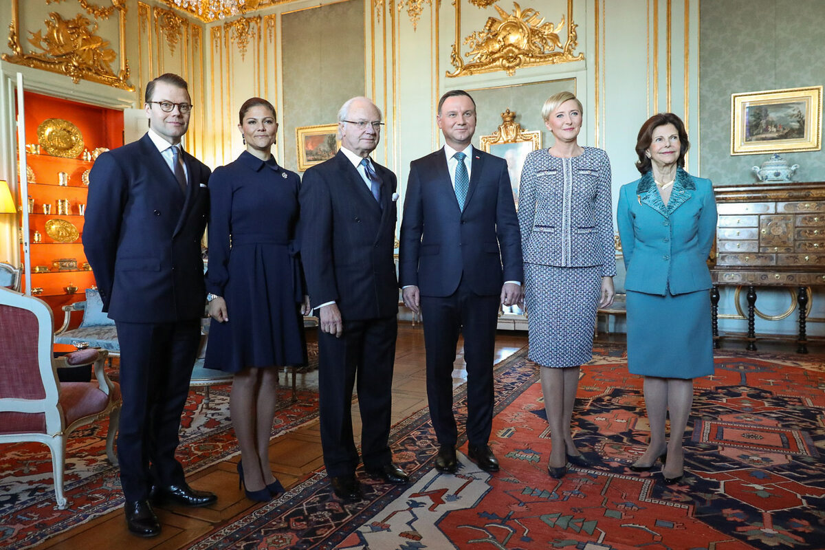 Para prezydencka podczas spotkania ze szwedzką parą królewską 