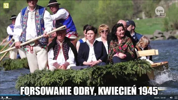 Mem z Beatą Szydło na łódce. Spływ Dunajcem 