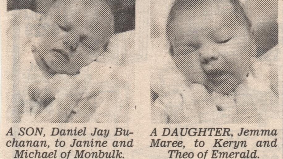 Informacja o narodzinach Jemmy i Daniela 