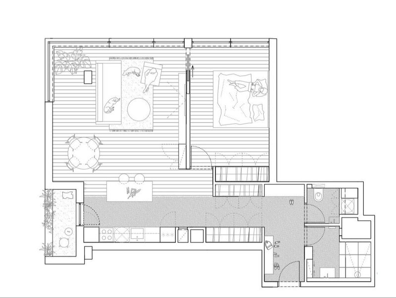 Plan mieszkania o powierzchni 73 metrów kwadratowych
