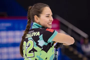 Anastasija Bryzgałowa na zawodach Curlingu 