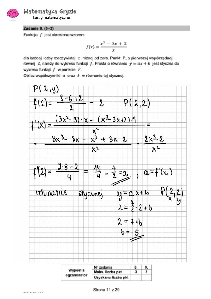 Zadanie 9 – Matura 2024. Matematyka — poziom rozszerzony, Formuła 2015 — arkusze z odpowiedziami
