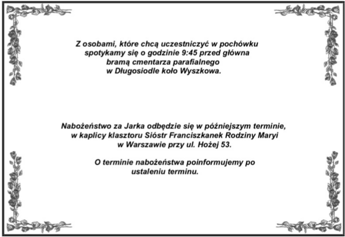 Nekrolog Jarosława Szczepaniaka