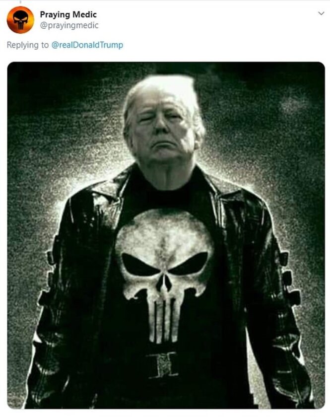 Mem w odpowiedzi na zdjęcie opublikowane przez Donalda Trumpa 