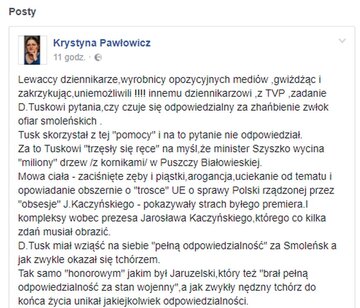 Krystyna Pawłowicz o&nbsp;przesłuchaniu Donalda Tuska
