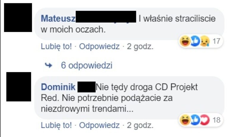 Komentarze po dodaniu tęczowej flagi do loga CD Projekt RED 